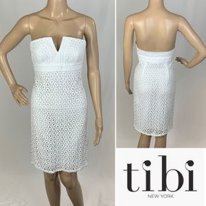 $600 TIBI New York White Strapless Lace Dress